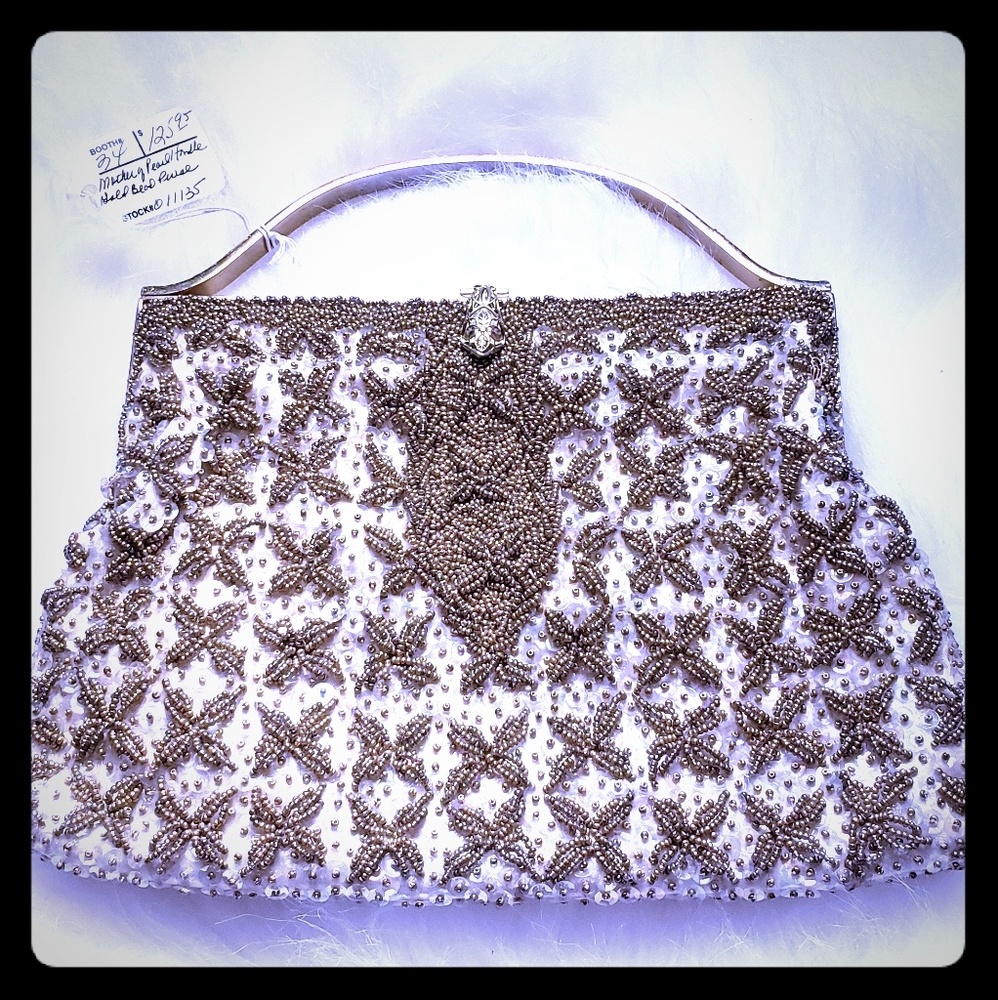 'Mother Of Pearl' Antique Beaded Handbag